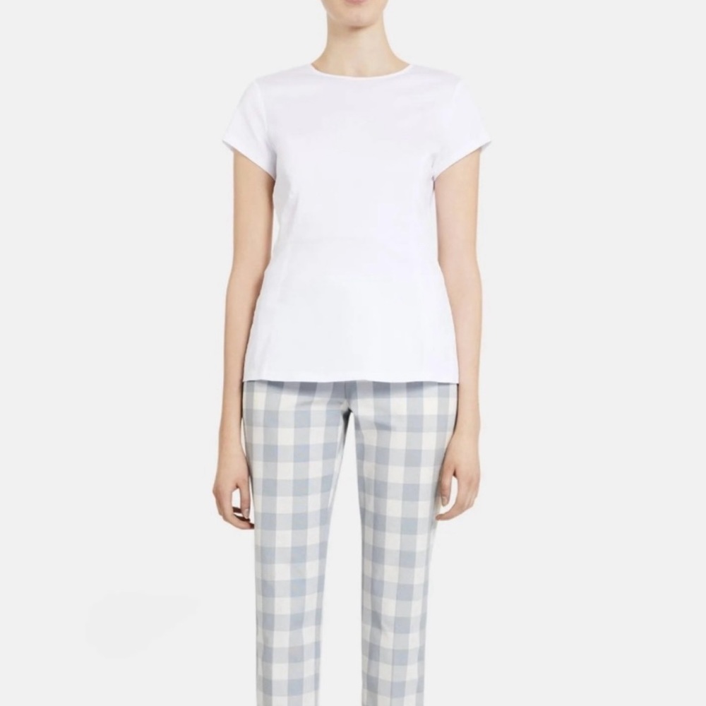 Theory Carrian R Peplum Top in White, Size Small